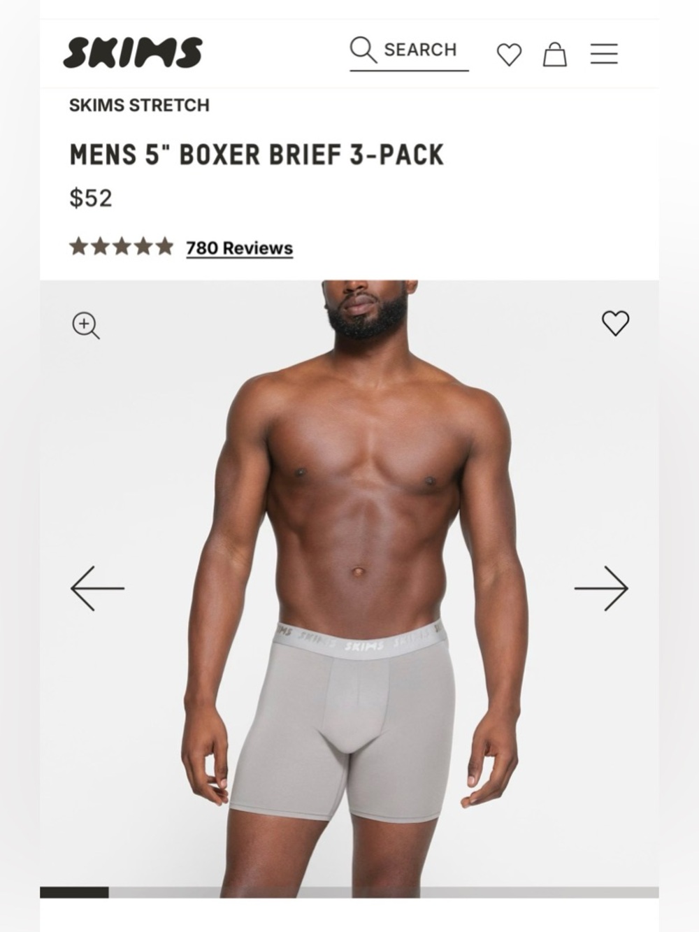 New!! SKIMS Men's 5" Boxer Briefs 3 Pack Small Gun Metal Multi